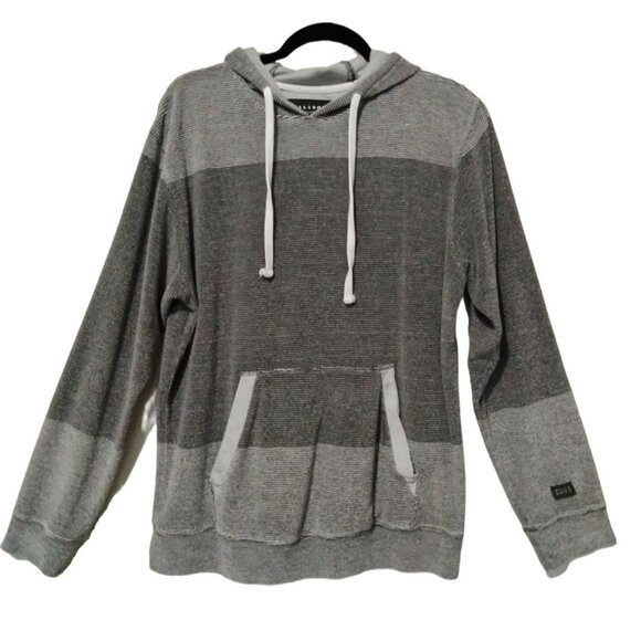 Billabong Mens Gray Striped Drawstring Hoodie Kangaroo Pocket Size Large - Picture 2 of 12